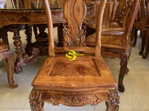 Bộ bàn ghế tròn cẩm lai sơn ta BBA4258T1