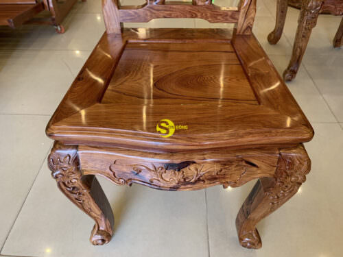 Bộ bàn ghế tròn cẩm lai sơn ta BBA4258T1