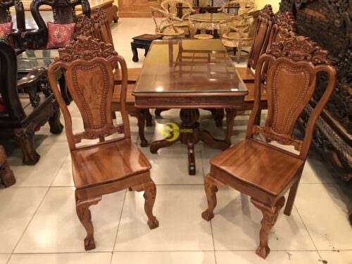 Bộ bàn ăn căm xe 6 ghế hoa lá tây bàn vuông BBA1166V - Ảnh 12