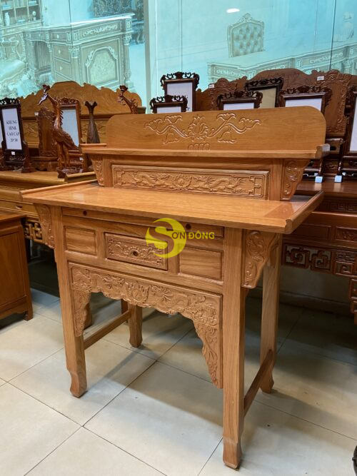 Bàn thờ nhị cấp gõ đỏ chạm rồng 1m27 SD326 - Hình ảnh 5