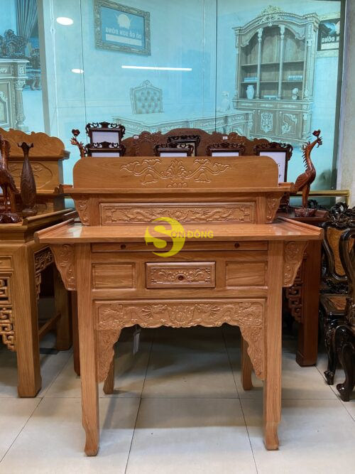 Bàn thờ nhị cấp gõ đỏ chạm rồng 1m27 SD326