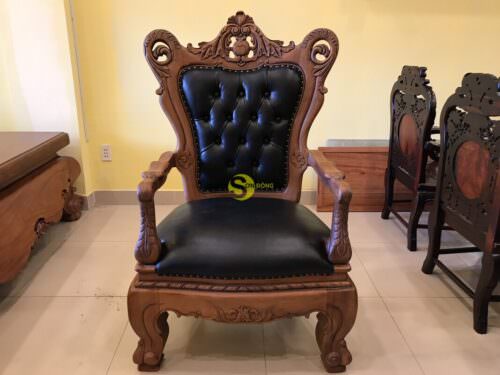 Ghế làm việc tựa hoa tây cổ điển, bọc da GGD061 - Hình ảnh 8