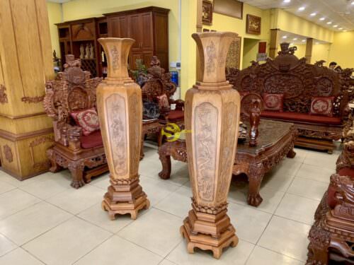 Cặp lục bình phú quý gỗ gõ đỏ LB18 - Ảnh 7