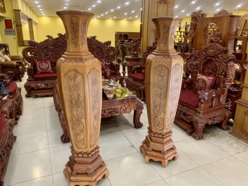 Cặp lục bình phú quý gỗ gõ đỏ LB18 - Ảnh 6