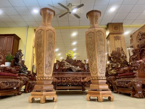 Cặp lục bình phú quý gỗ gõ đỏ LB18 - Ảnh 4