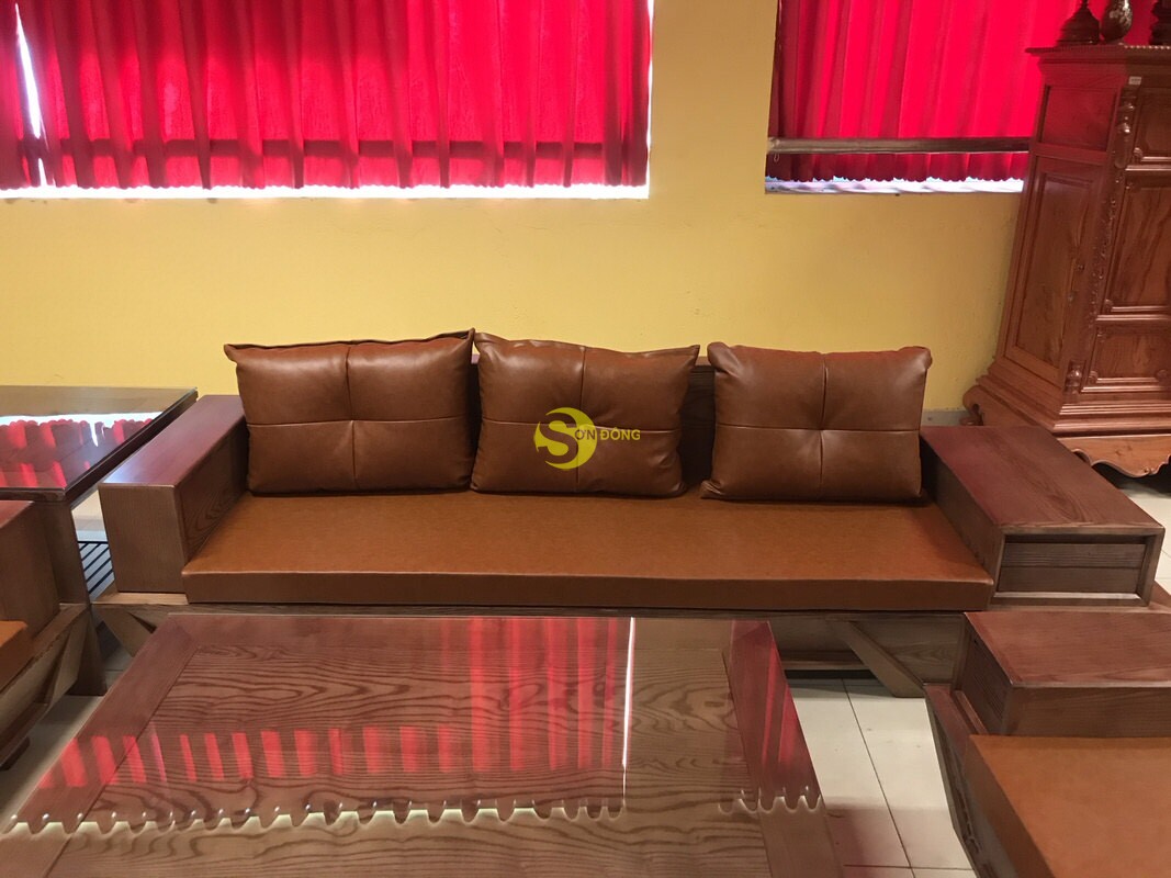 Bộ bàn và ghế sofa văn minh góc nệm domain authority chân vạt thẩm mỹ color óc chó 5 khoản SFG017
