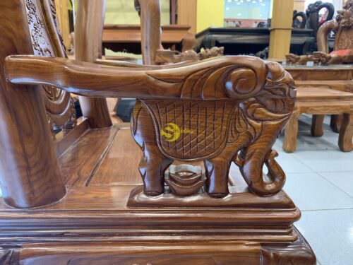 Bàn Ghế Gỗ Hương Chạm Voi Vân Tuyển Tay 10 6 Món BBG492 - Hình ảnh 11