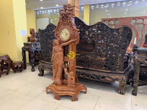 Đồng hồ gỗ hương đá cô gái DH25 - Ảnh 7