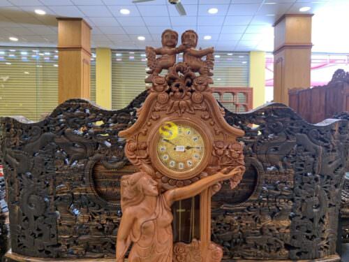 Đồng hồ gỗ hương đá cô gái DH25 - Ảnh 4