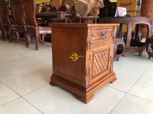 Tủ đầu giường gõ đỏ hoa mai TDG20 - Ảnh 10