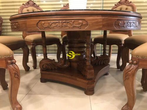 Bộ bàn ghế cổ điển gỗ gõ đỏ bọc nêm BBA2348T