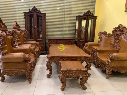 Bộ sofa hoàng gia cổ điển 6 món tựa liền VIP BBG3533