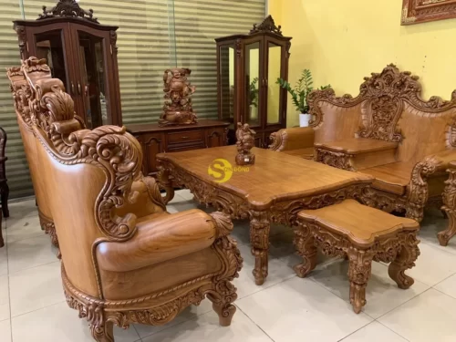 Bộ sofa hoàng gia cổ điển 6 món tựa liền VIP BBG3533