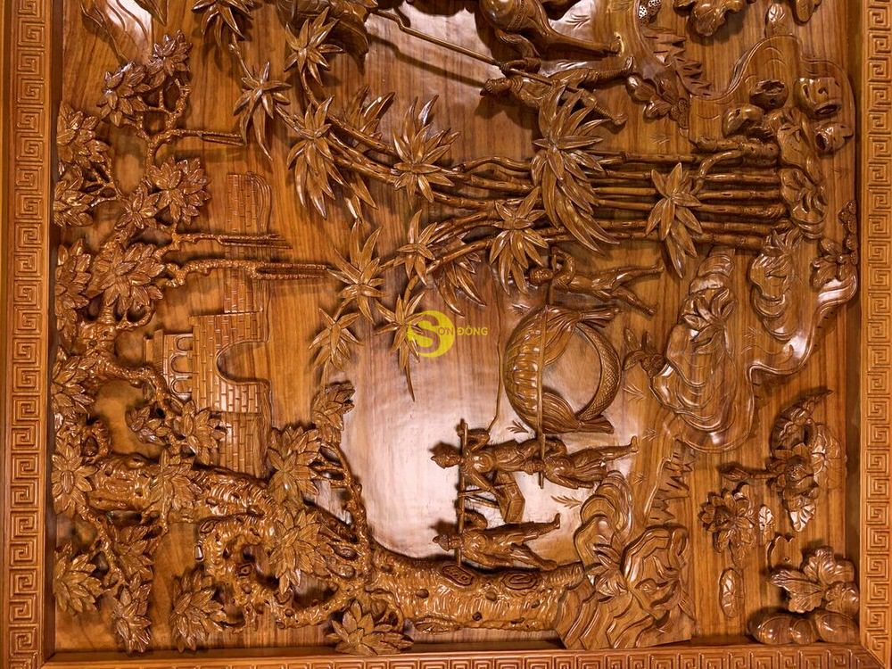 Tranh vinh quy bái tổ gỗ hương TVQBT257 27 TVQBT257 12