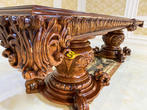 Bộ bàn ăn gỗ gõ đỏ cổ điển phong cách hoàng gia BBA121