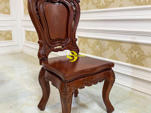 Bộ bàn ăn gỗ gõ đỏ cổ điển phong cách hoàng gia BBA121