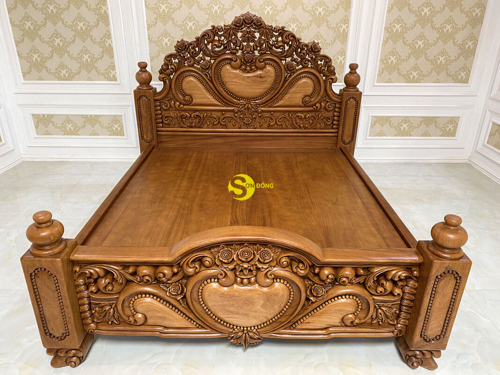 Giường Ngủ Gỗ Gõ Đỏ Hoàng Gia Siêu VIP 1.8m x 2m GN061 21 Giường Ngủ Gỗ Gõ Đỏ Hoàng Gia Siêu VIP GN061