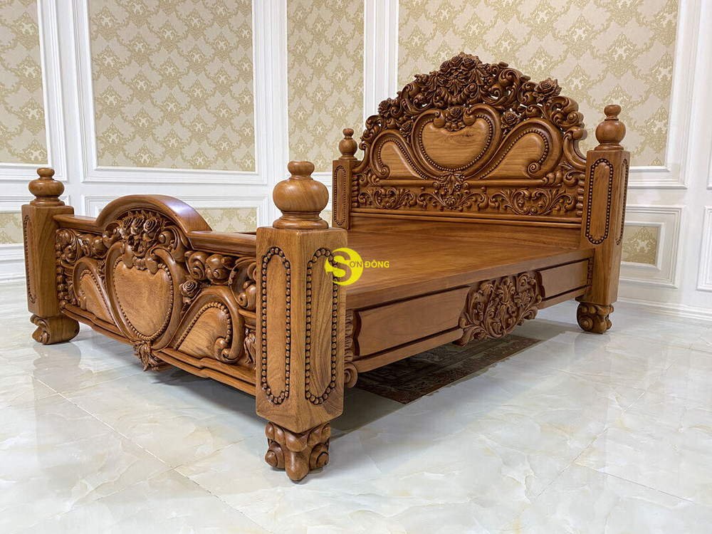 Giường Ngủ Gỗ Gõ Đỏ Hoàng Gia Siêu VIP 1.8m x 2m GN061 26 Giường Ngủ Gỗ Gõ Đỏ Hoàng Gia Siêu VIP GN061