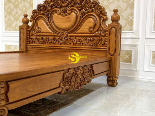 Giường Ngủ Gỗ Gõ Đỏ Hoàng Gia Siêu VIP 1.8m x 2m GN061