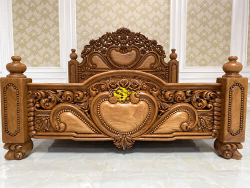 Giường Ngủ Gỗ Gõ Đỏ Hoàng Gia Siêu VIP GN061