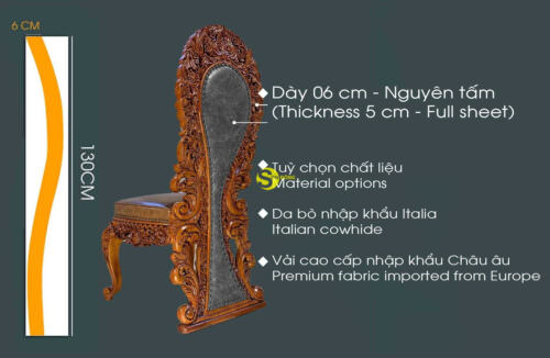 Ghế ăn hoàng gia Louis gỗ gõ đỏ GA088A