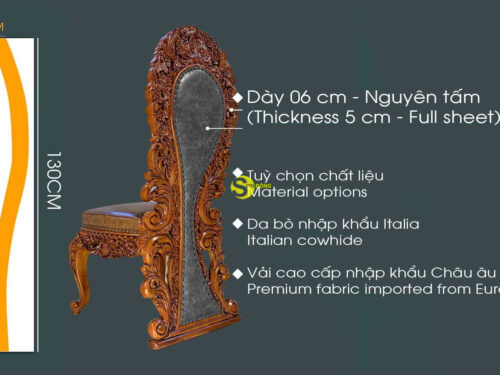 Ghế ăn hoàng gia Louis gỗ gõ đỏ GA088A