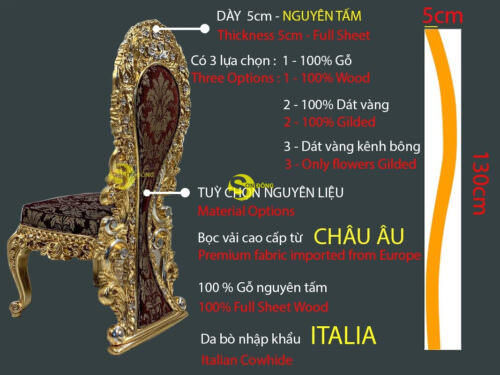 Ghế ăn hoàng gia Louis gỗ gõ đỏ GA088A
