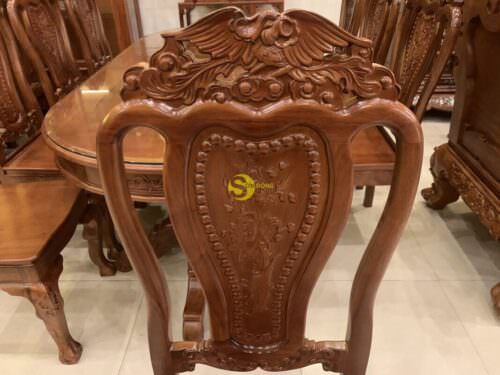 Bộ bàn ăn căm xe chim công 8 ghế bàn ovan BBA1178B - Hình ảnh 11