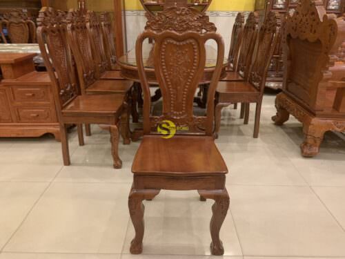 Bộ bàn ăn căm xe chim công 8 ghế bàn ovan BBA1178B - Hình ảnh 10