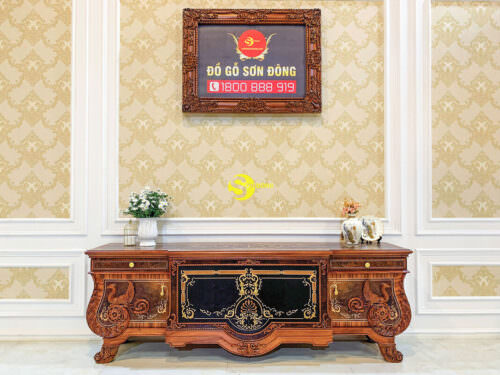 Tủ tivi gỗ gõ đỏ Louis Versailles đẳng cấp hoàng gia - TTV863