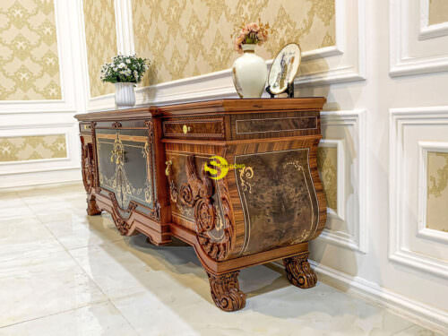 Tủ tivi gỗ gõ đỏ Louis Versailles đẳng cấp hoàng gia - TTV863