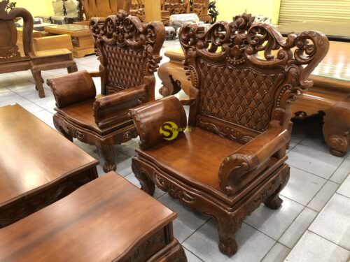 Bàn Ghế Gỗ Gõ Đỏ Hoàng Gia Tay Cong 5 Món BBG077 Cực Chất - Hình ảnh 5