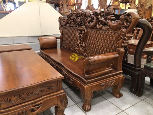 Bàn Ghế Gỗ Gõ Đỏ Hoàng Gia Tay Cong 5 Món BBG077 Cực Chất - Hình ảnh 7