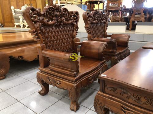Bàn Ghế Gỗ Gõ Đỏ Hoàng Gia Tay Cong 5 Món BBG077 Cực Chất - Hình ảnh 11