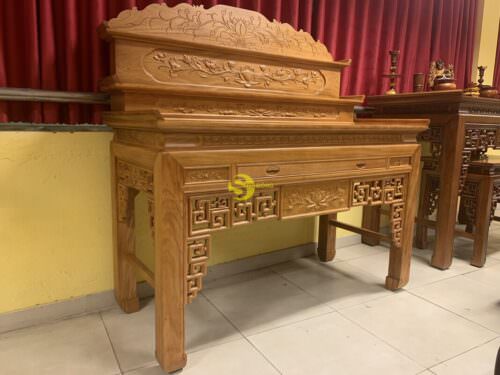 Bàn thờ tam cấp triện hoa sen 1.76m SD547 - Hình ảnh 5