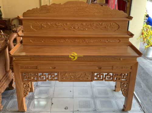 Bàn thờ tam cấp triện hoa sen 1.97m SD548 - Hình ảnh 10