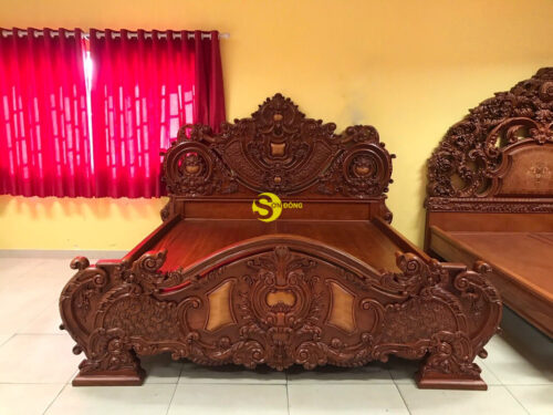 Giường ngủ gỗ gõ đỏ phong cách cổ điển GN0665