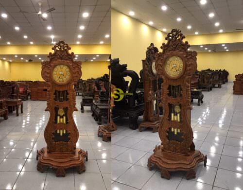 Đồng hồ cây đàn lớn gỗ hương - DHNHN122