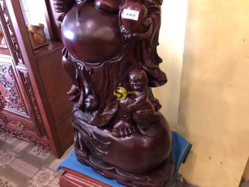 Tượng di lặc cành đào đẹp gỗ hương đá cao 1m15 - DL115 - Hình ảnh 10