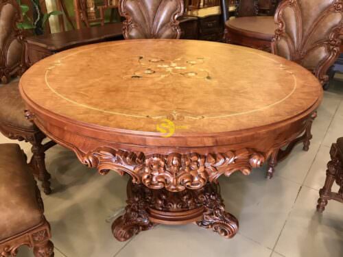 Mặt bàn ăn tròn cẩn veneer 1.27m*3cm MBA081E - Hình ảnh 2