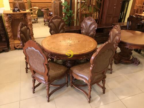 Mặt bàn ăn tròn cẩn veneer 1.27m*3cm MBA081E - Hình ảnh 12
