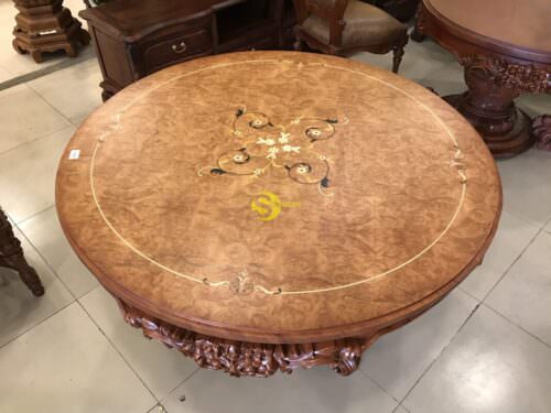 Mặt bàn ăn tròn cẩn veneer 1.27m*3cm MBA081E - Hình ảnh 7