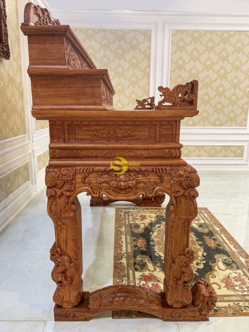 Sập thờ tứ linh gỗ hương đá tam cấp siêu vip chân 16 - SD216 - Hình ảnh 8