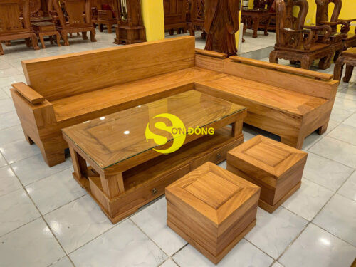 Bộ Sofa Góc Gõ Đỏ Thanh Lịch 5 món BBG014 Giá Tốt - Hình ảnh 7