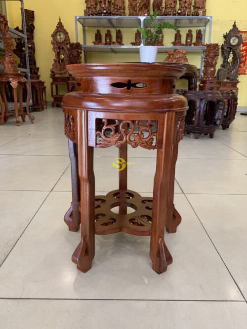 Đôn trang trí gỗ hương tròn cao 50 - DG019
