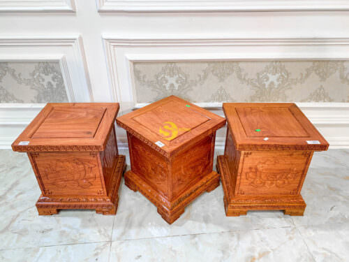 Đôn gỗ hương chạm sen mặt vuông - DG022 - Ảnh 3