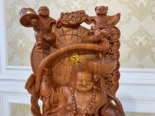 Di lặc ngũ phúc gánh vạn sự như ý gỗ hương 60 DLD601 - Hình ảnh 3