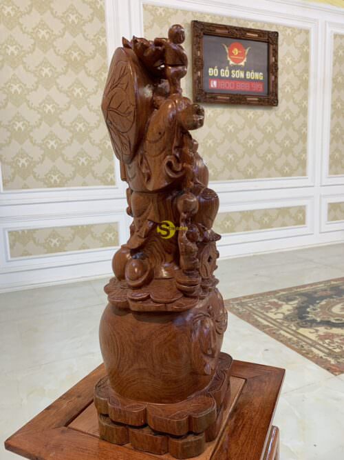 Di lặc ngũ phúc gánh cành đào gỗ hương cao 60 DLNP60 - Hình ảnh 5