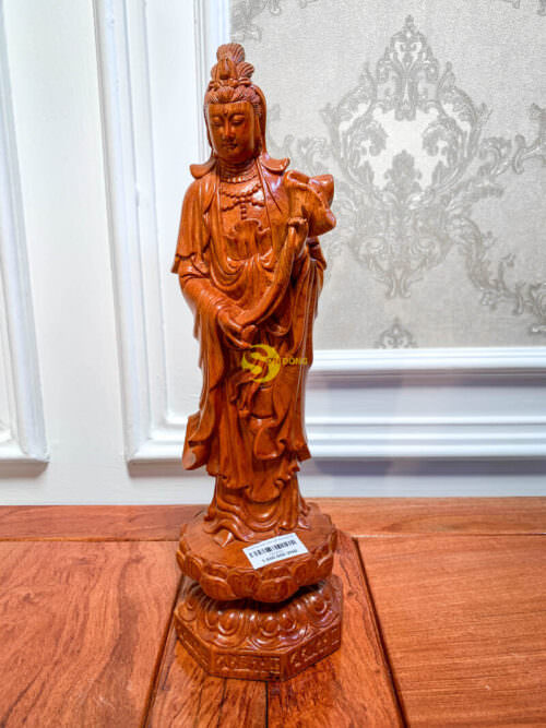 Tượng quan âm gỗ hương 40 QA402 - Hình ảnh 3