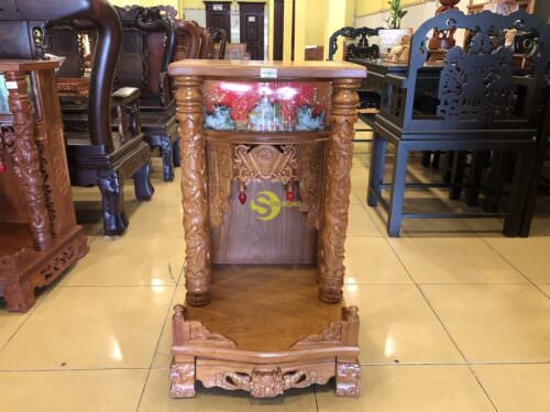Bàn thờ ông địa gõ đỏ hộp đèn 50( ngăn kéo rồng) SD19A - Hình ảnh 3